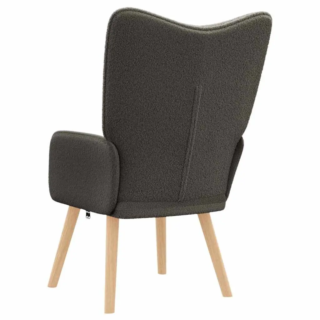 Armchair Dark Grey Sherpa Fabric Ergonomic 62 x 67 x 95.5 cm Living Room Bedroom Relax Lounge