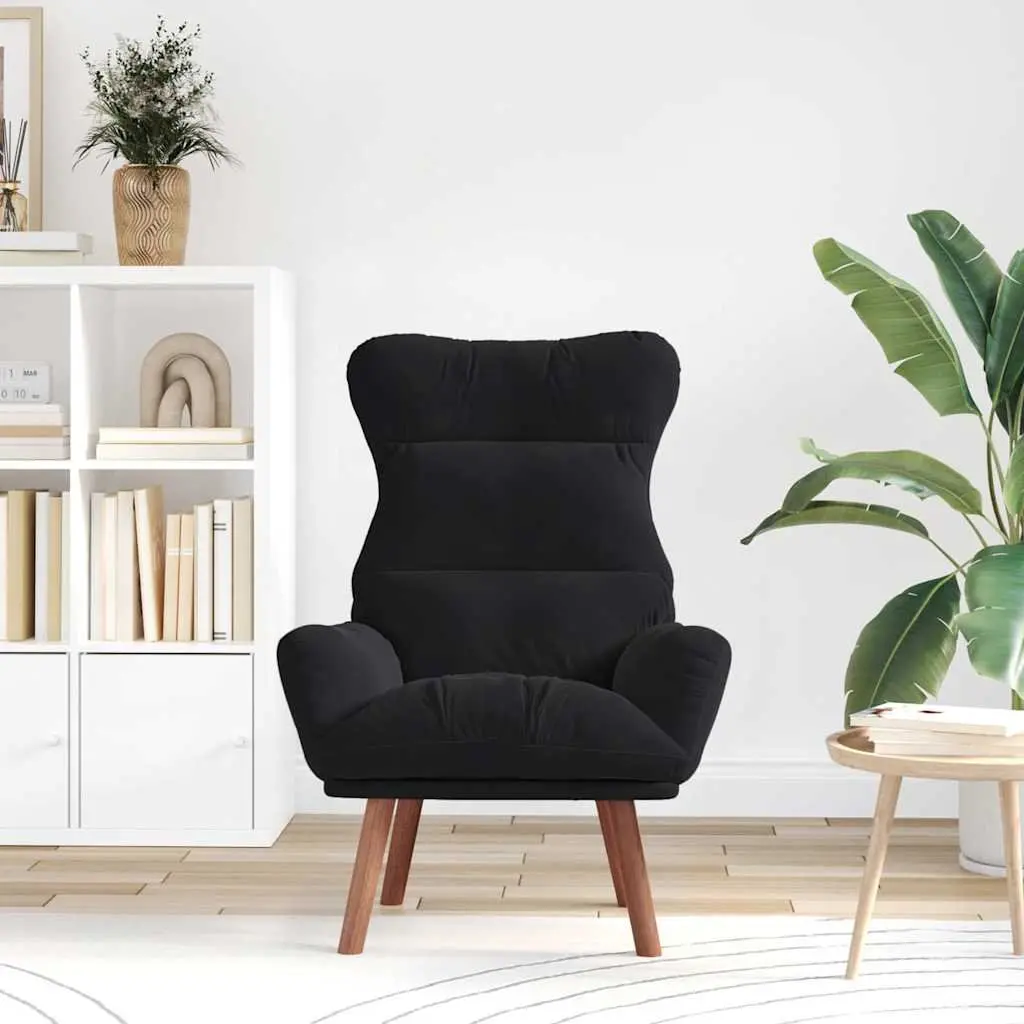 Armchair Black Velvet Modern Relaxing Chair Padded Armrests 69 x 74 x 93 cm