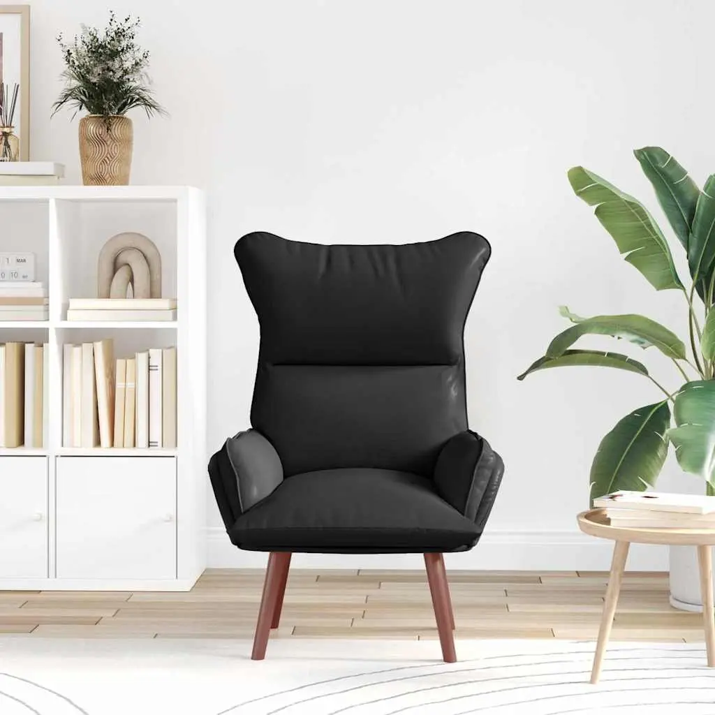 Armchair Modern Faux Leather Black Relaxing Chair 69 x 74 x 93 cm