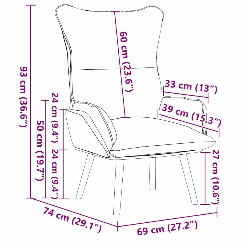 Armchair Modern Faux Leather Black Relaxing Chair 69 x 74 x 93 cm