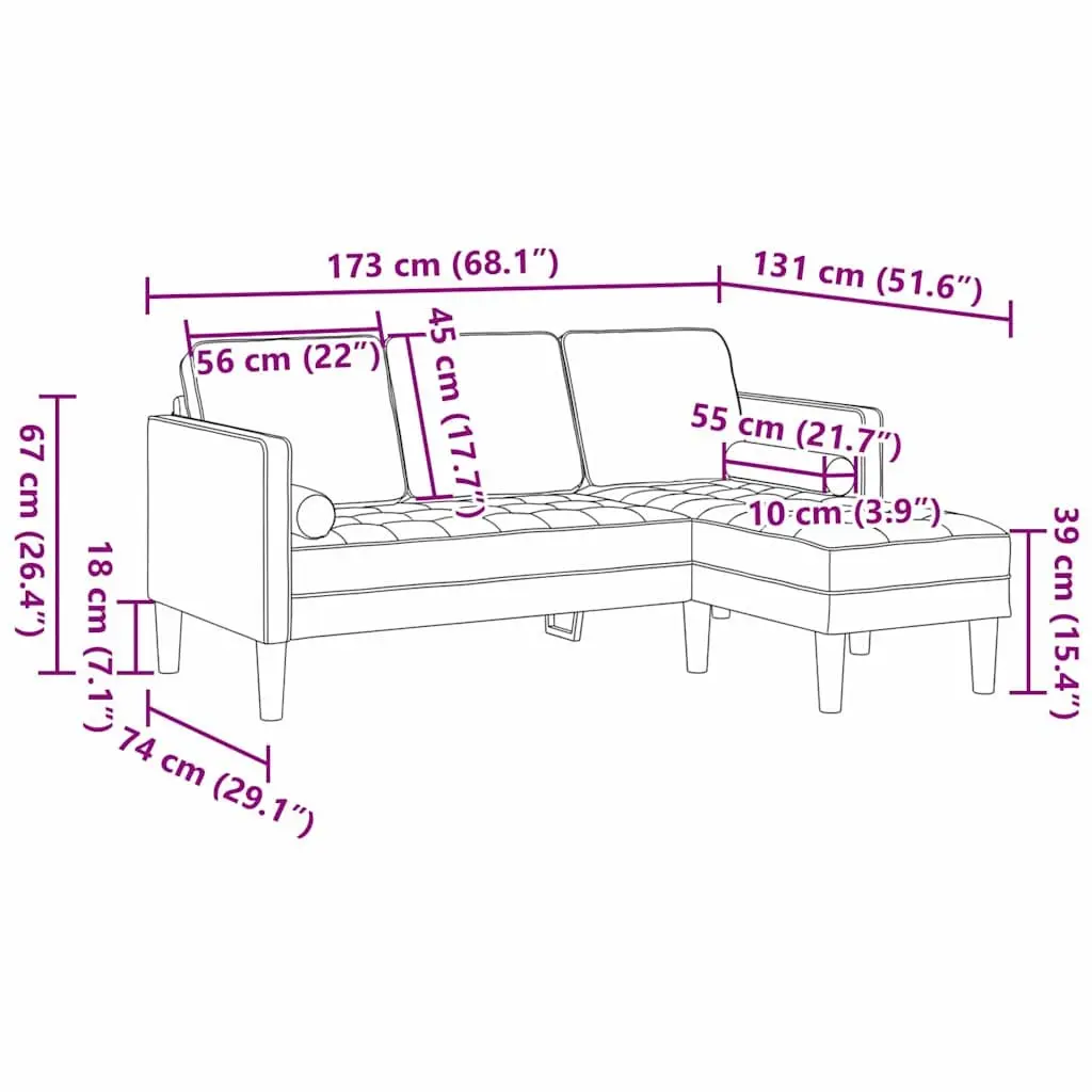 Modern Modular Sofa Set with Cushions Grey Polyester Sectional Couch Living Room