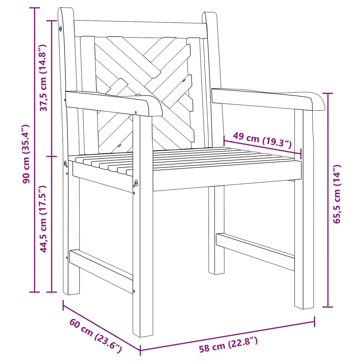 Outdoor Garden Chair 2 pcs Brown Solid Teak Wood Armchair Patio Seating Set