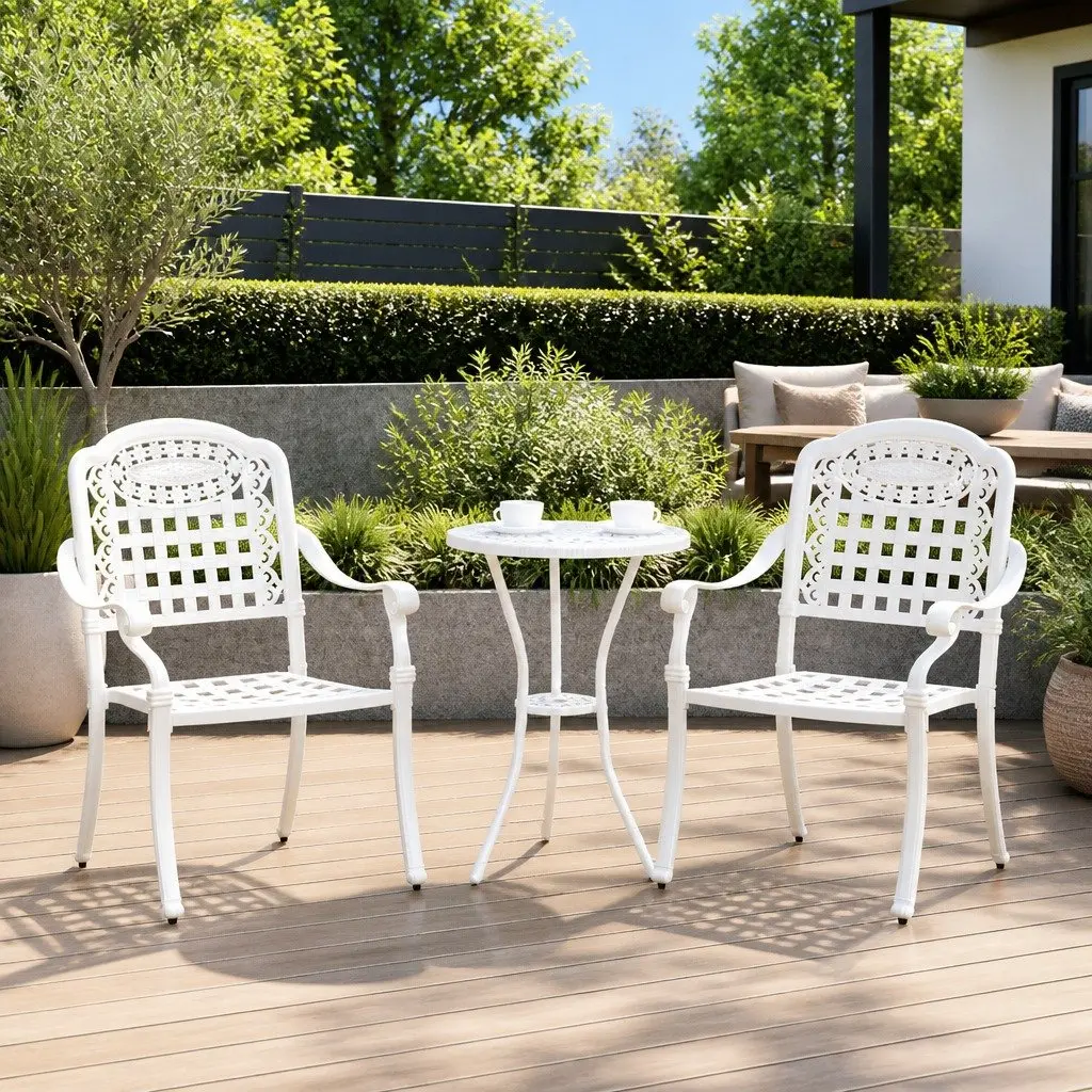 Outdoor Garden Chair Vintage Style White 55 x 56.5 x 91cm 2 Pieces