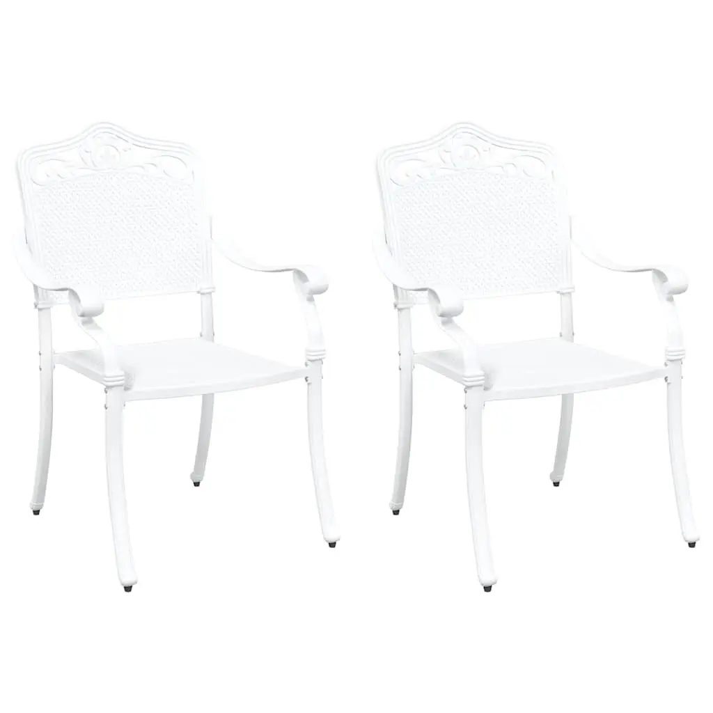 Outdoor Garden Chair Set 2 Pcs White Vintage Style Aluminium Backrest Armrest