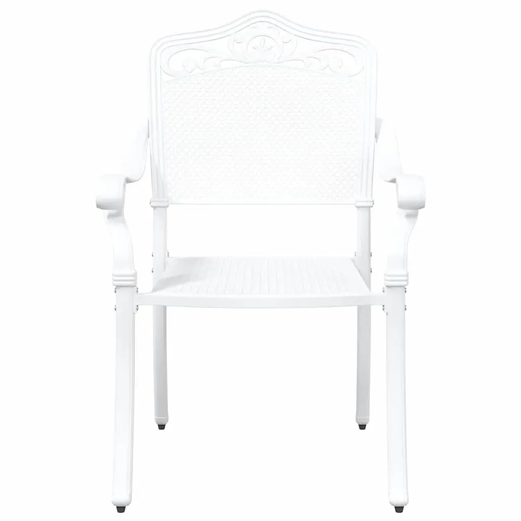 Outdoor Garden Chair Set 2 Pcs White Vintage Style Aluminium Backrest Armrest