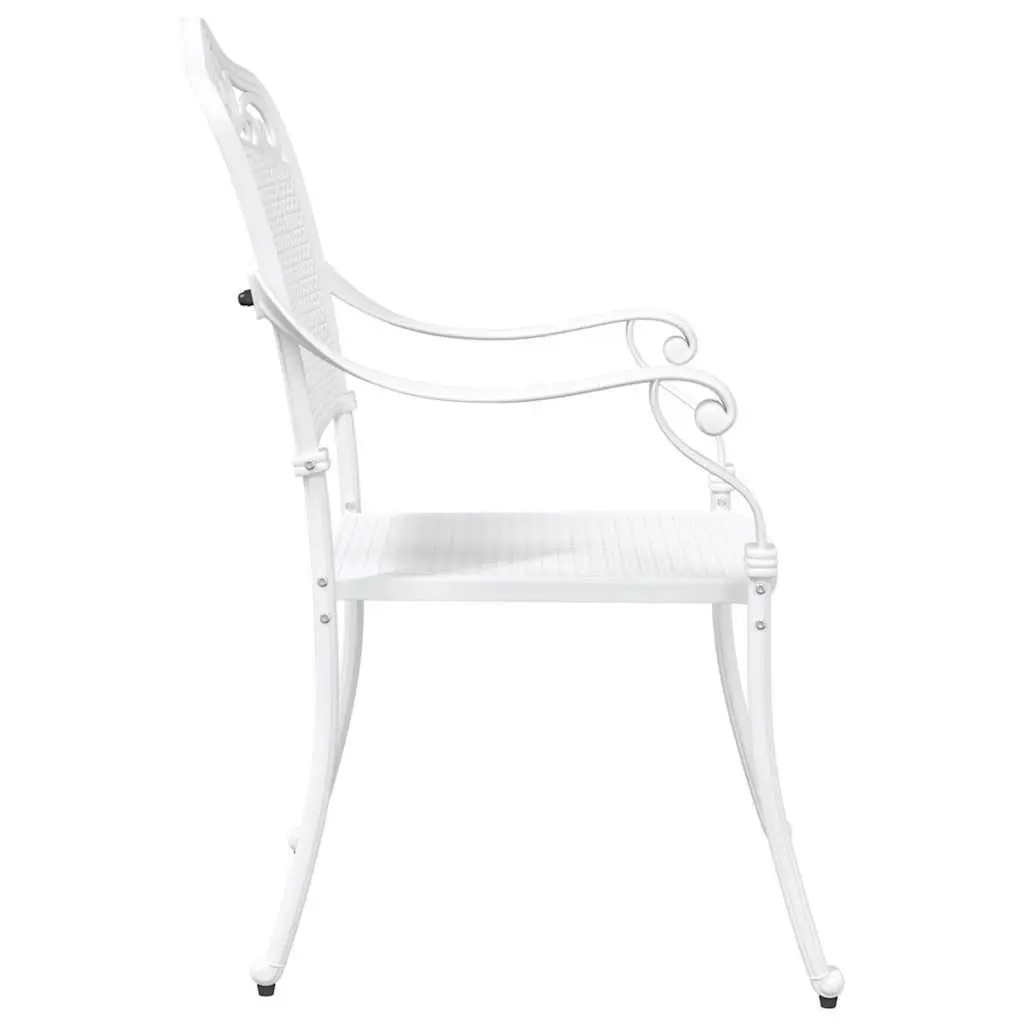 Outdoor Garden Chair Set 2 Pcs White Vintage Style Aluminium Backrest Armrest