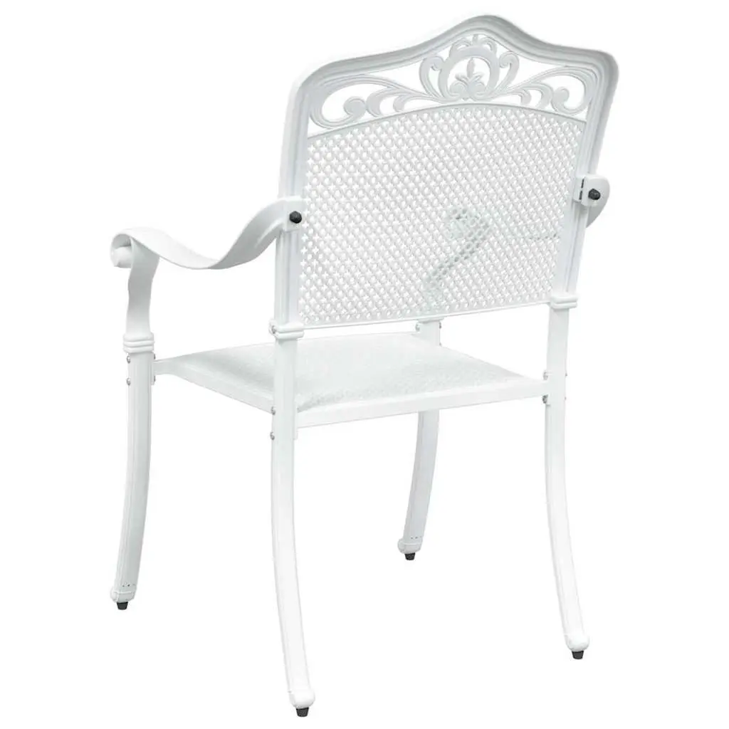 Outdoor Garden Chair Set 2 Pcs White Vintage Style Aluminium Backrest Armrest