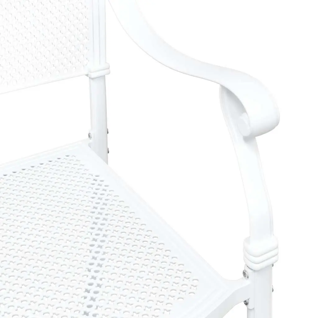 Outdoor Garden Chair Set 2 Pcs White Vintage Style Aluminium Backrest Armrest