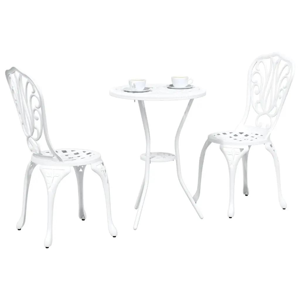 Garden Bistro Set White Outdoor Furniture 3 Piece Table Chairs