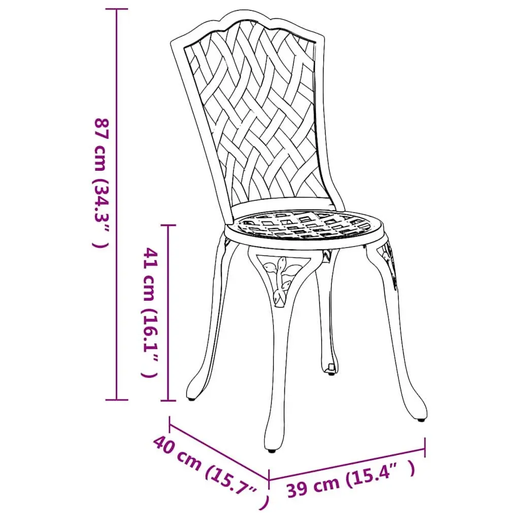 Outdoor Garden Chair Vintage Style 2 pcs White 39 x 40 x 87cm Aluminium Frame