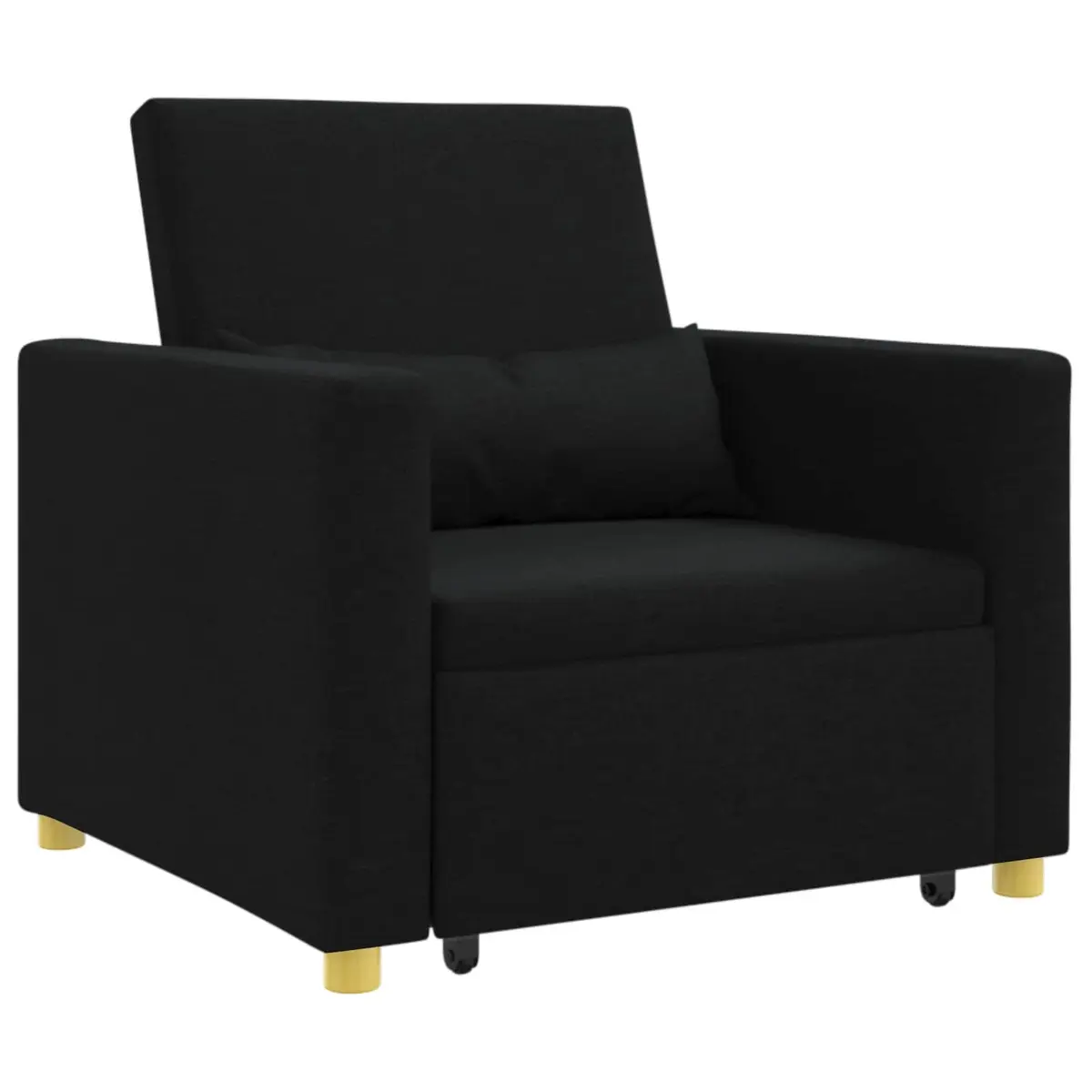 Single Sofa Bed Pull Out 3-in-1 Convertible Armchair Lounge Recliner Black