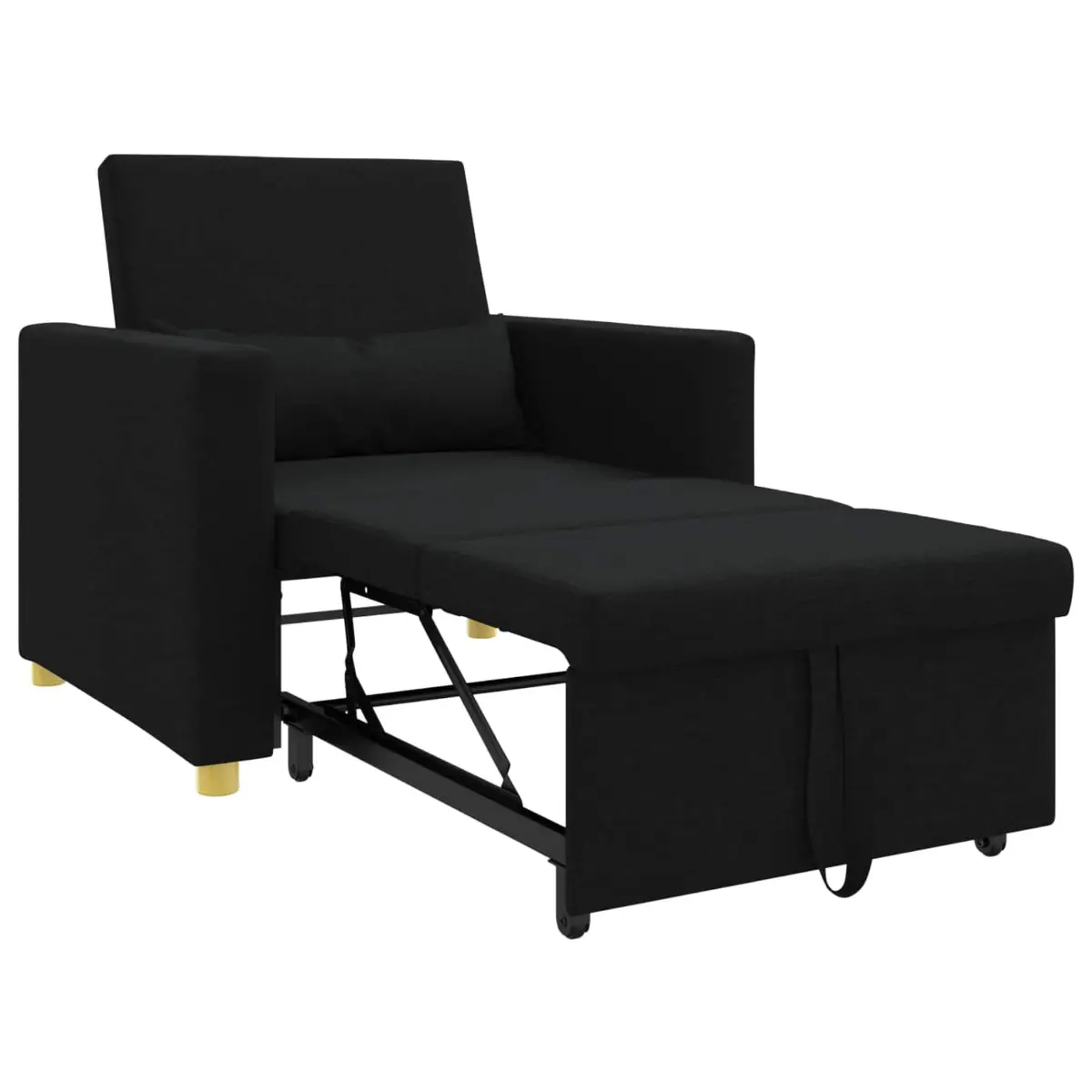 Single Sofa Bed Pull Out 3-in-1 Convertible Armchair Lounge Recliner Black