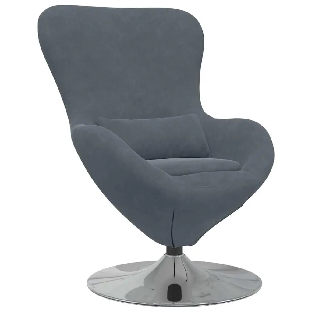 Egg Chair Swivel Velvet Grey Modern Lounge Armchair
