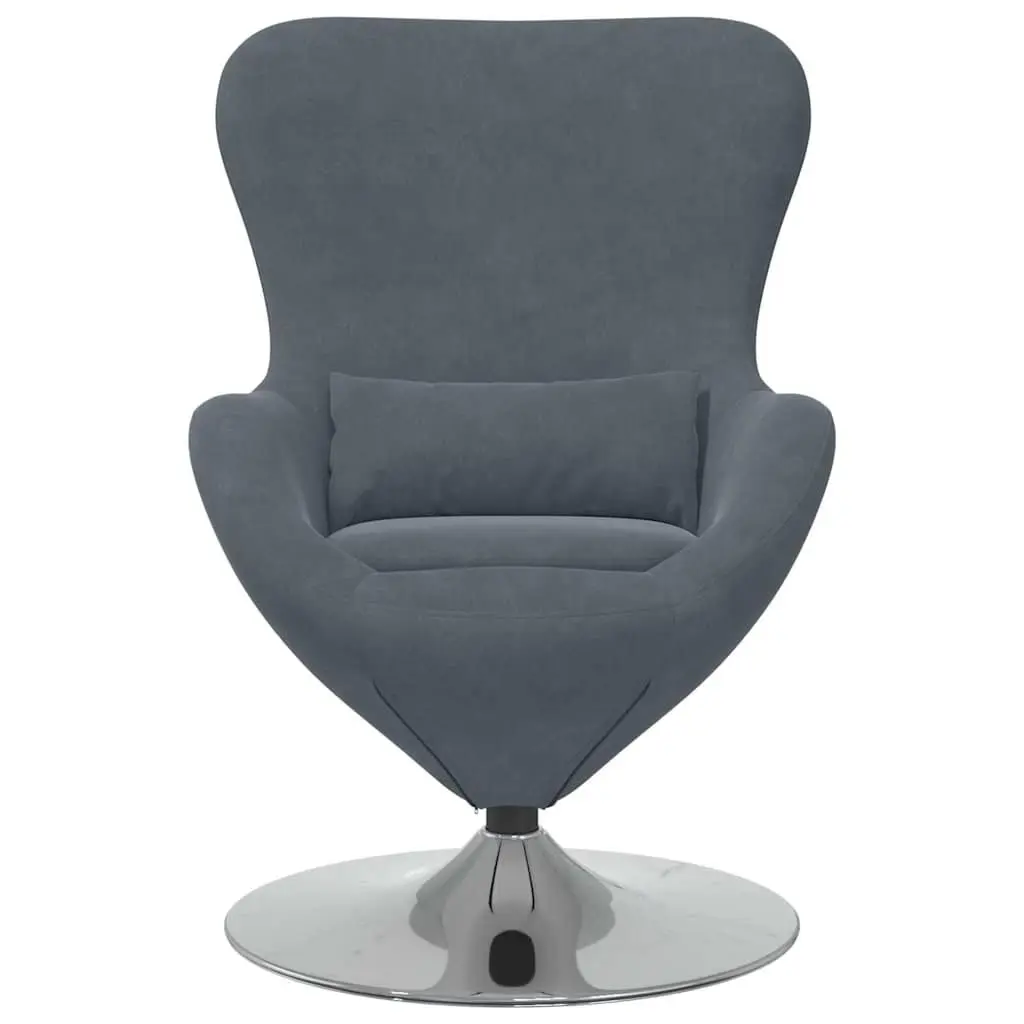 Egg Chair Swivel Velvet Grey Modern Lounge Armchair