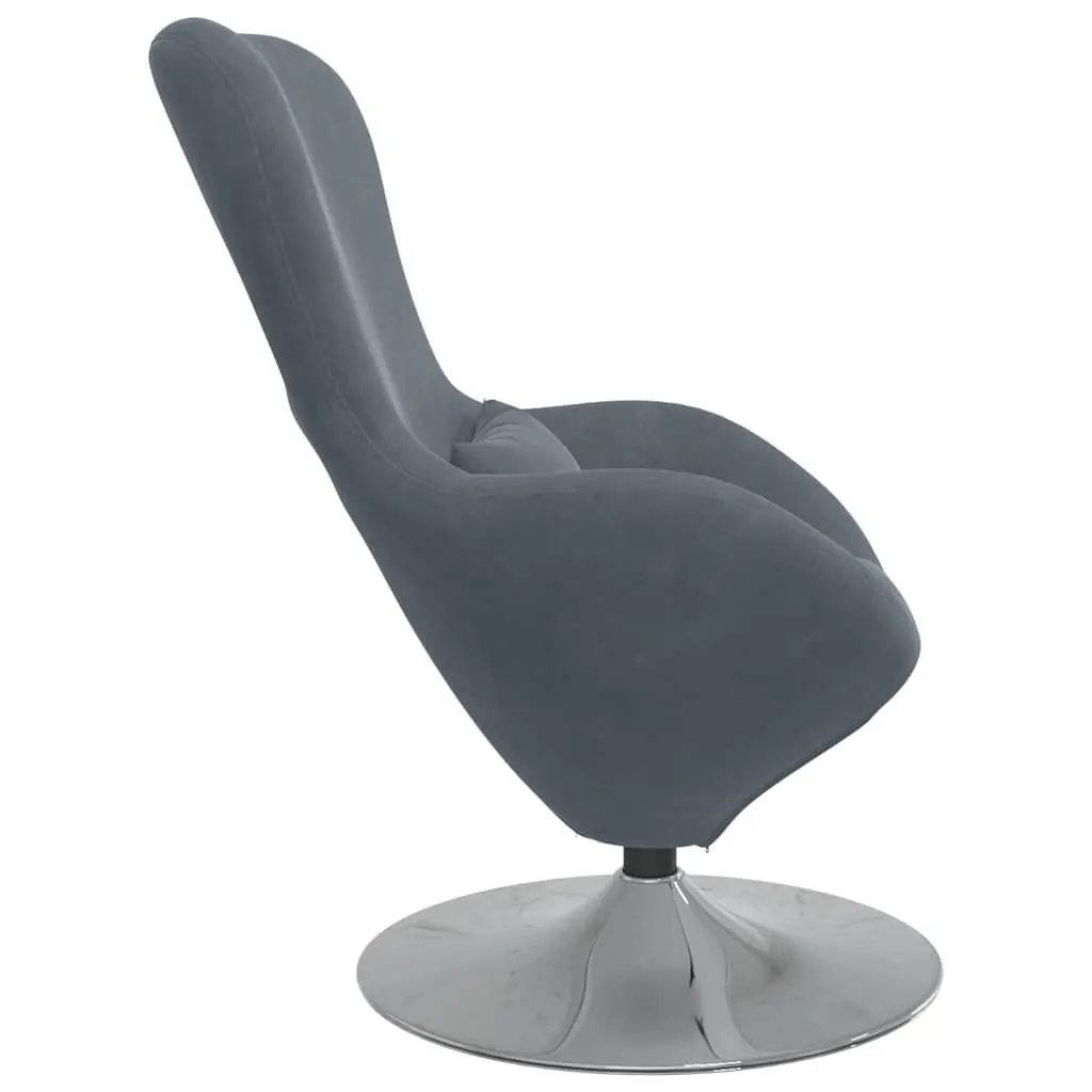 Egg Chair Swivel Velvet Grey Modern Lounge Armchair