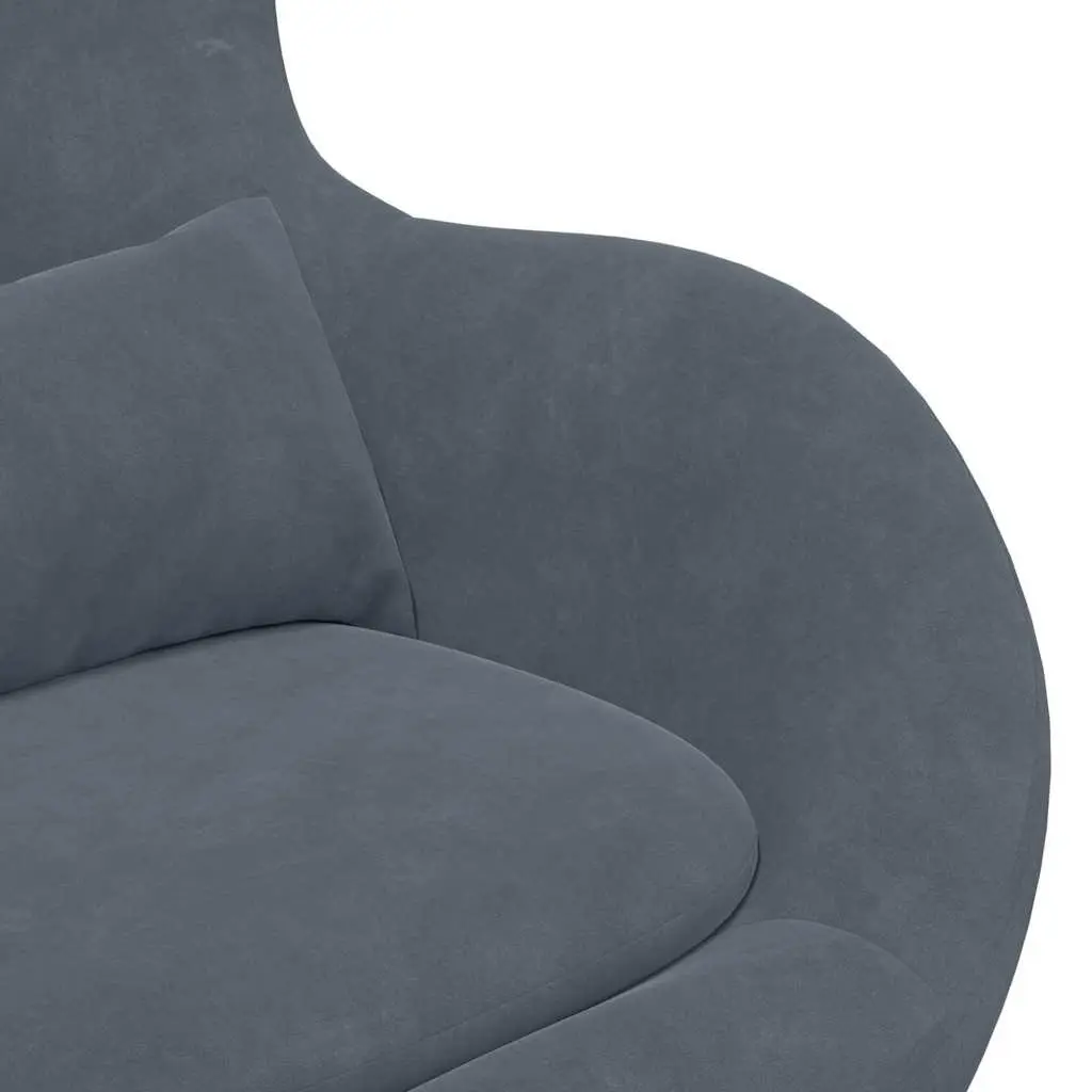 Egg Chair Swivel Velvet Grey Modern Lounge Armchair