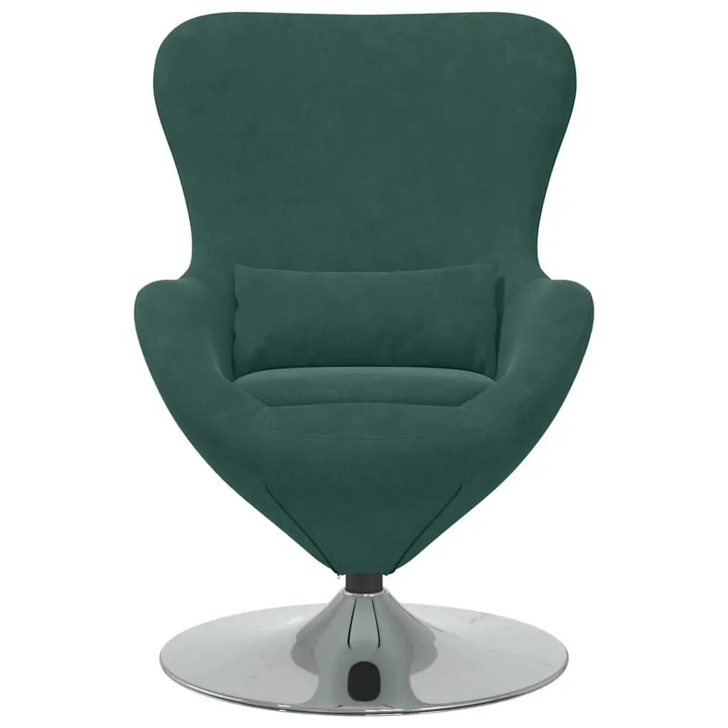 Egg Chair Swivel Velvet Upholstered Modern Lounge Chair Dark Green