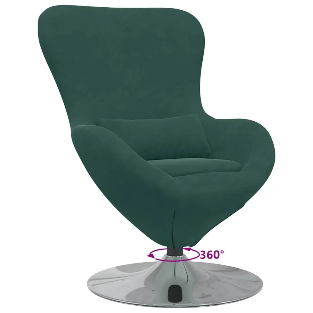 Egg Chair Swivel Velvet Upholstered Modern Lounge Chair Dark Green