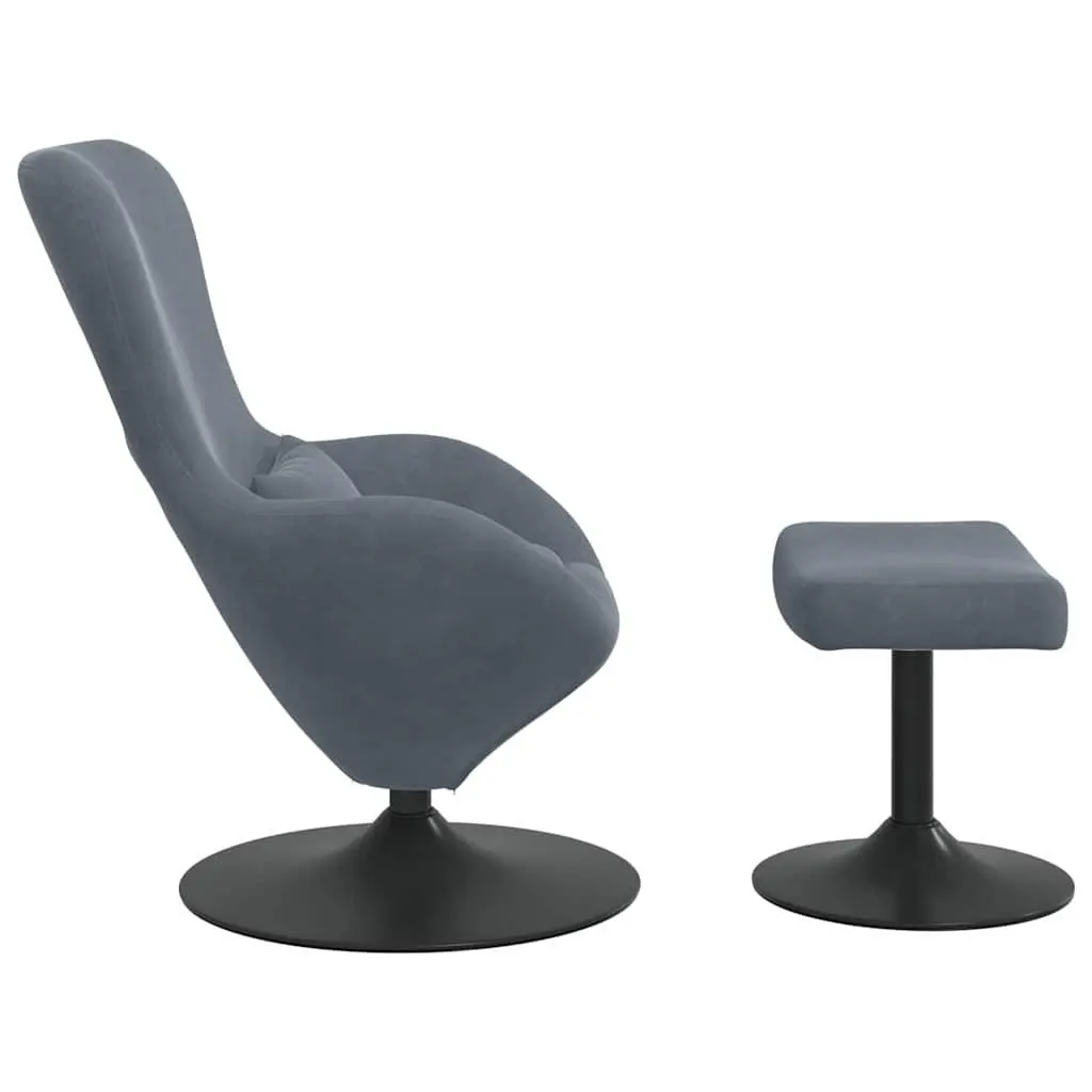 Grey Velvet Egg Chair with Footstool
