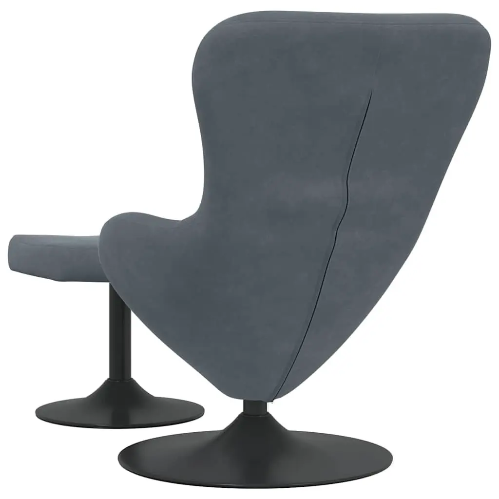 Grey Velvet Egg Chair with Footstool