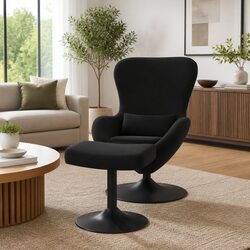 Your Perfect Black Velvet Egg Chair with Swivel Footstool
