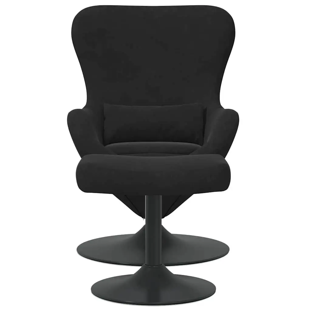 Egg Chair Lounge Swivel Armchair Black Velvet Modern Design Footstool Bedroom