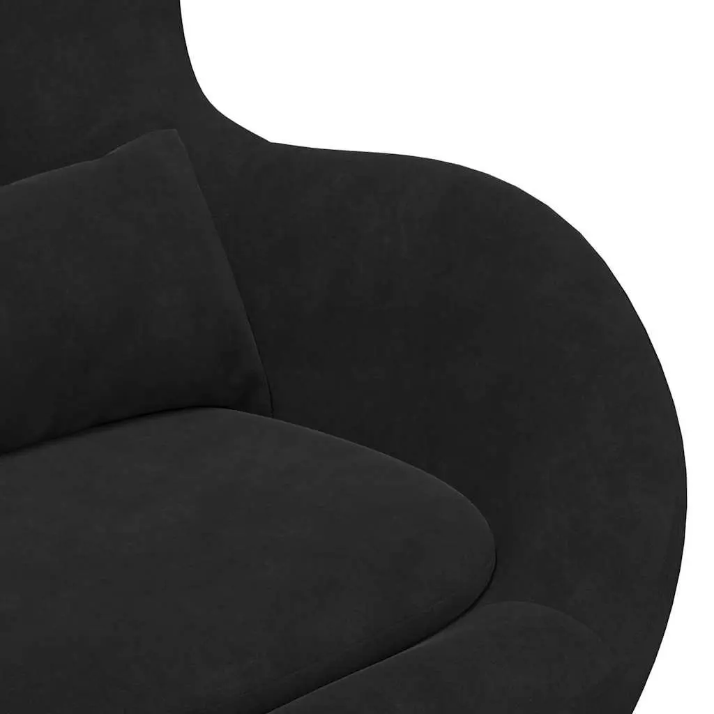 Egg Chair Lounge Swivel Armchair Black Velvet Modern Design Footstool Bedroom
