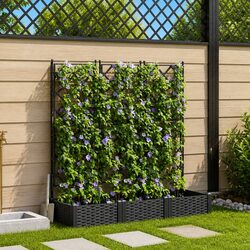 Garden Planter Set 3 Pieces Black 120x40x125.5cm Outdoor Pots Large