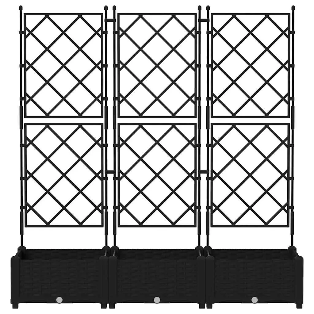 Garden Planter Set Large Black 120x40x125.5cm Durable Polypropylene Outdoor