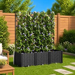 Friendly 3 pcs Black Garden Planter Set for Your Home 120 x 40 x 143 cm