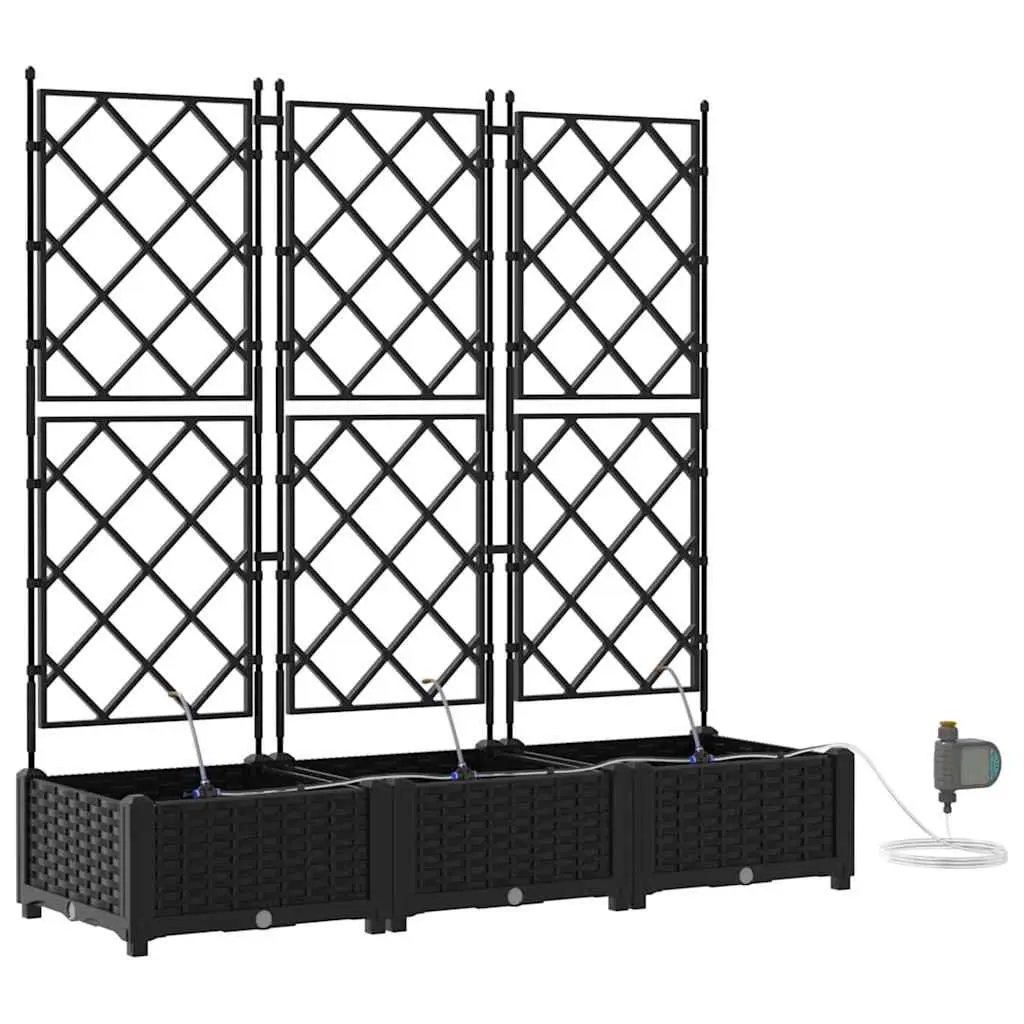 Garden Planter Pot Large Spacious Modern Black 3 Piece Set