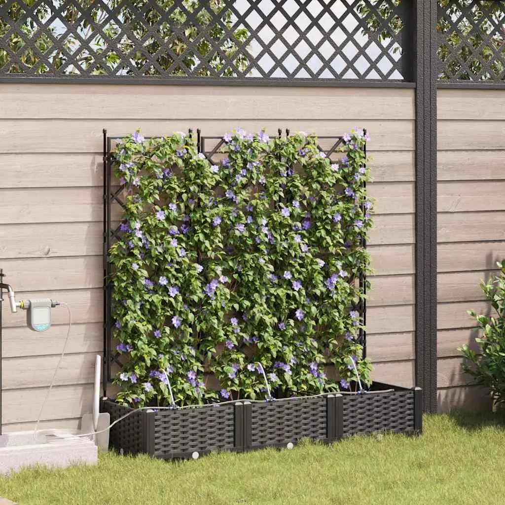 Garden Planter Pot Large Spacious Modern Black 3 Piece Set