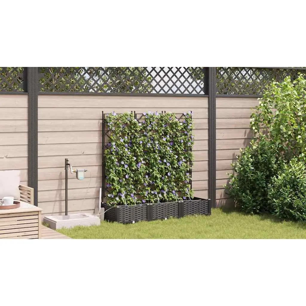 Garden Planter Pot Large Spacious Modern Black 3 Piece Set