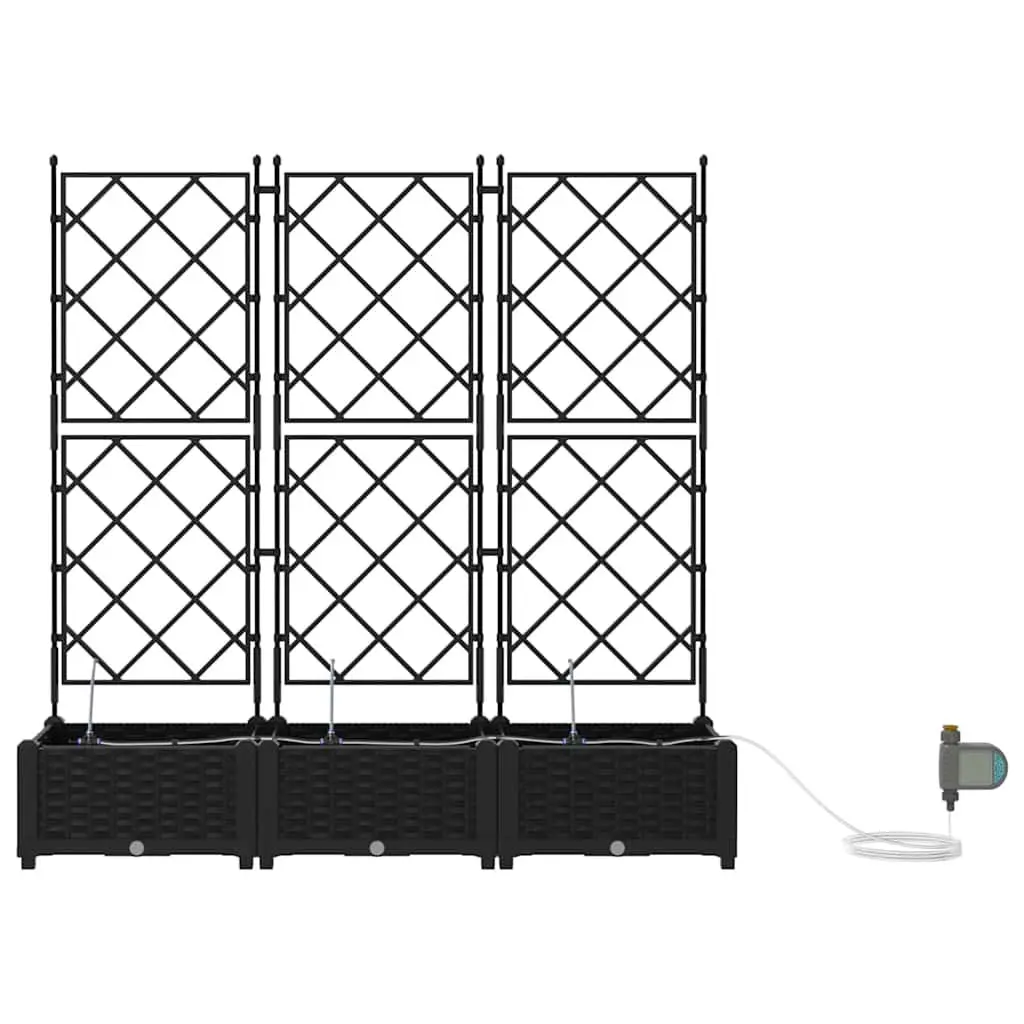 Garden Planter Pot Large Spacious Modern Black 3 Piece Set