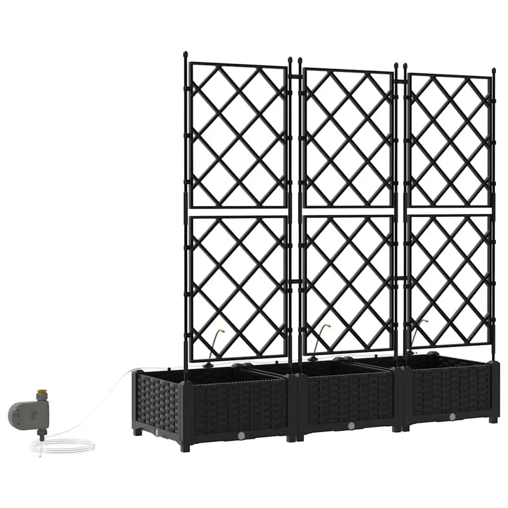 Garden Planter Pot Large Spacious Modern Black 3 Piece Set