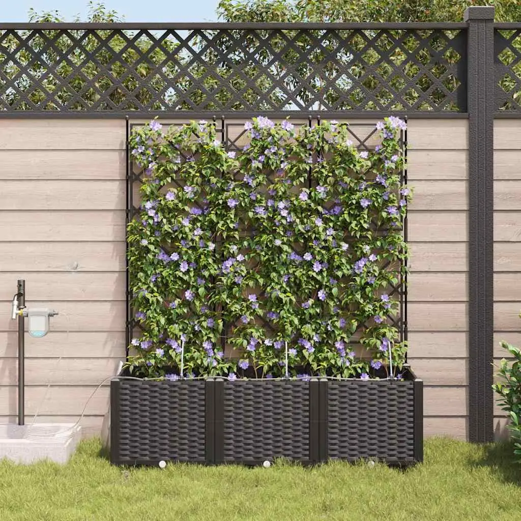 Garden Planter Set 3 pcs Black Large Outdoor Pots Terrace Planting Container