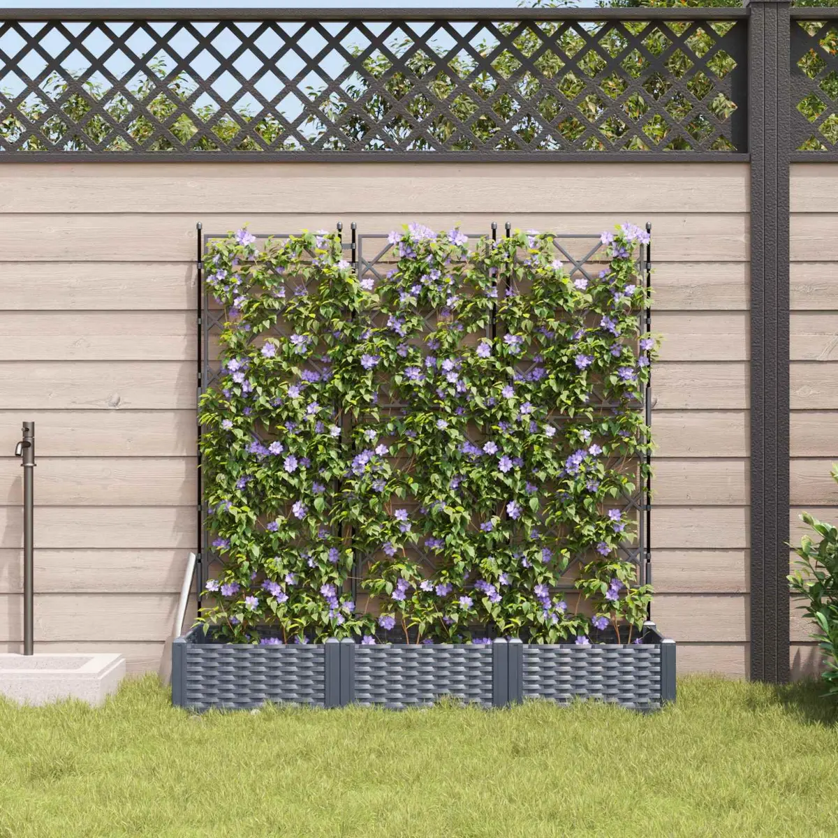 Garden Planter Modern Minimalist Grey 120x40x125.5cm 3 Piece Outdoor Indoor Pot Box Set