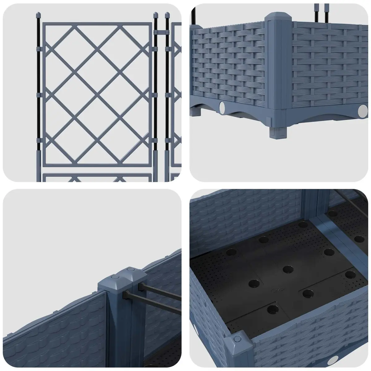 Garden Planter Modern Minimalist Grey 120x40x125.5cm 3 Piece Outdoor Indoor Pot Box Set