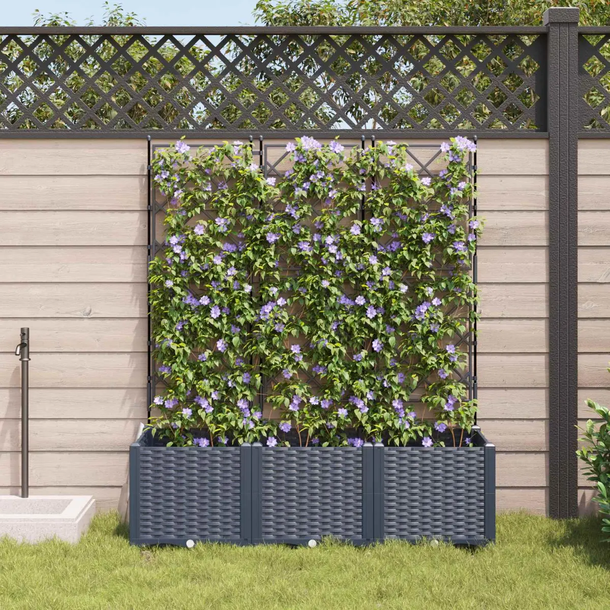 Garden Planter Large Grey 3 Piece Set Outdoor Indoor Pots