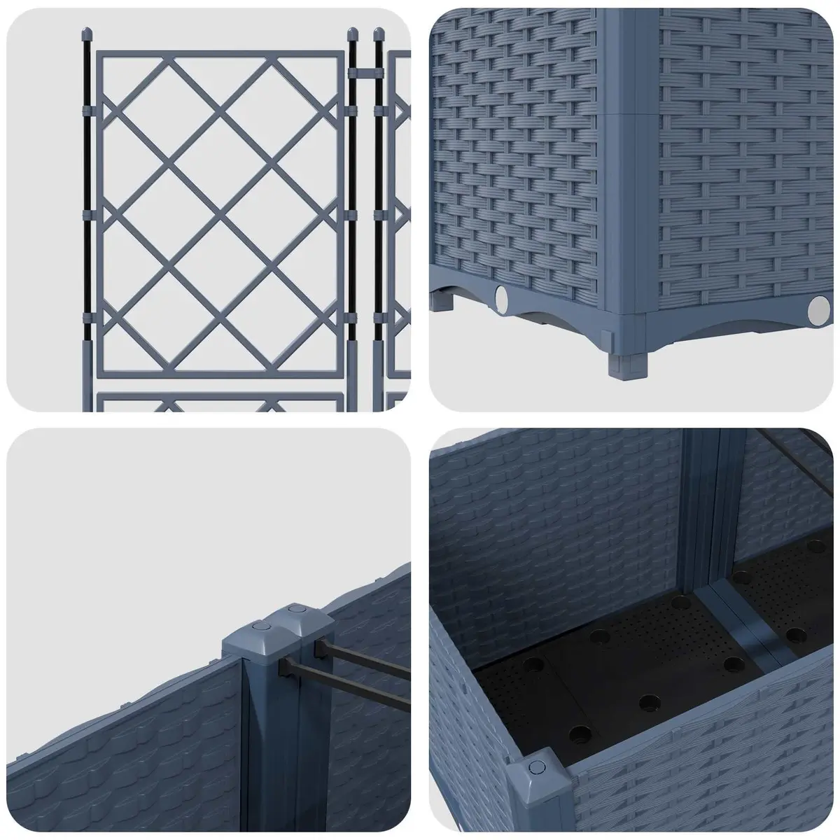 Garden Planter Large Grey 3 Piece Set Outdoor Indoor Pots