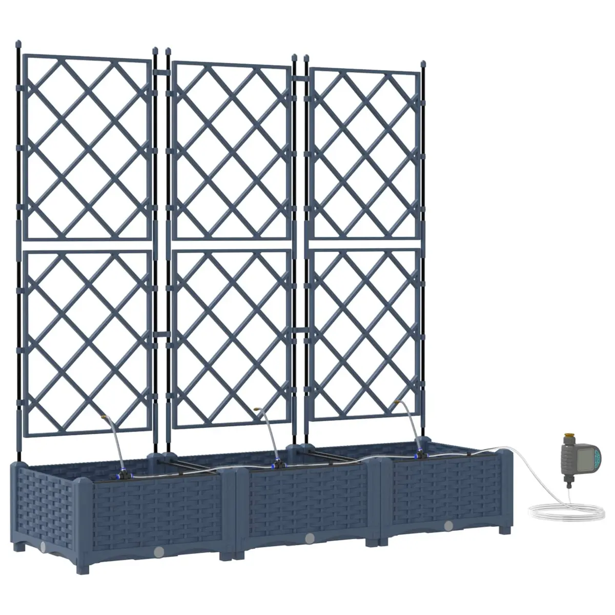 Large Grey Polypropylene Garden Planter Set for Outdoor Use 3 Piece