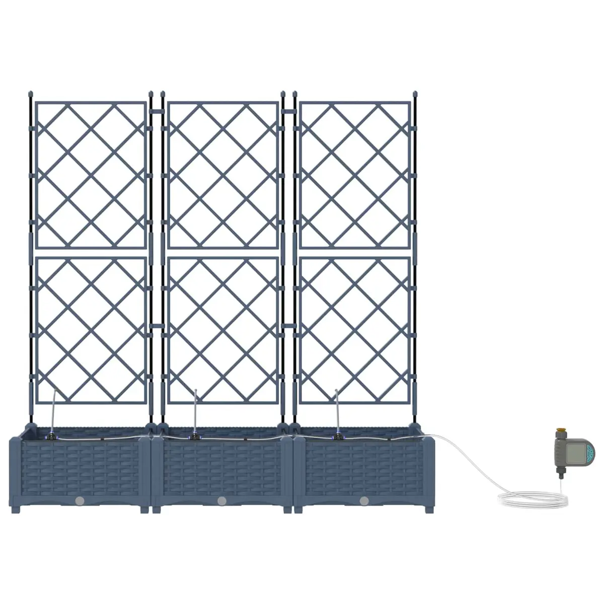 Large Grey Polypropylene Garden Planter Set for Outdoor Use 3 Piece