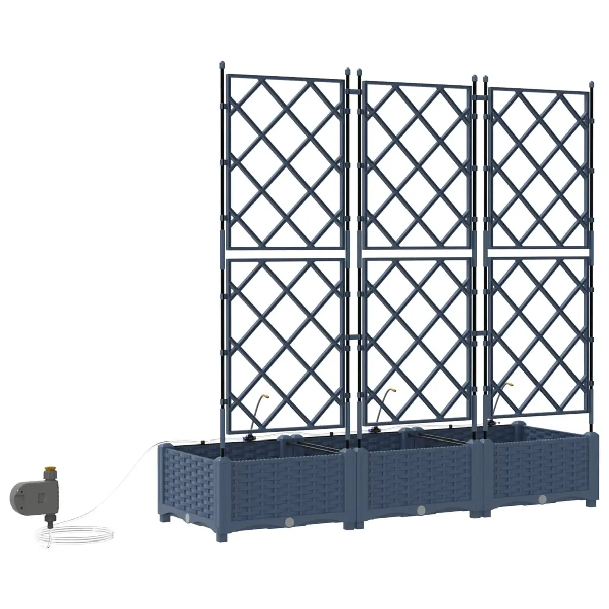 Large Grey Polypropylene Garden Planter Set for Outdoor Use 3 Piece