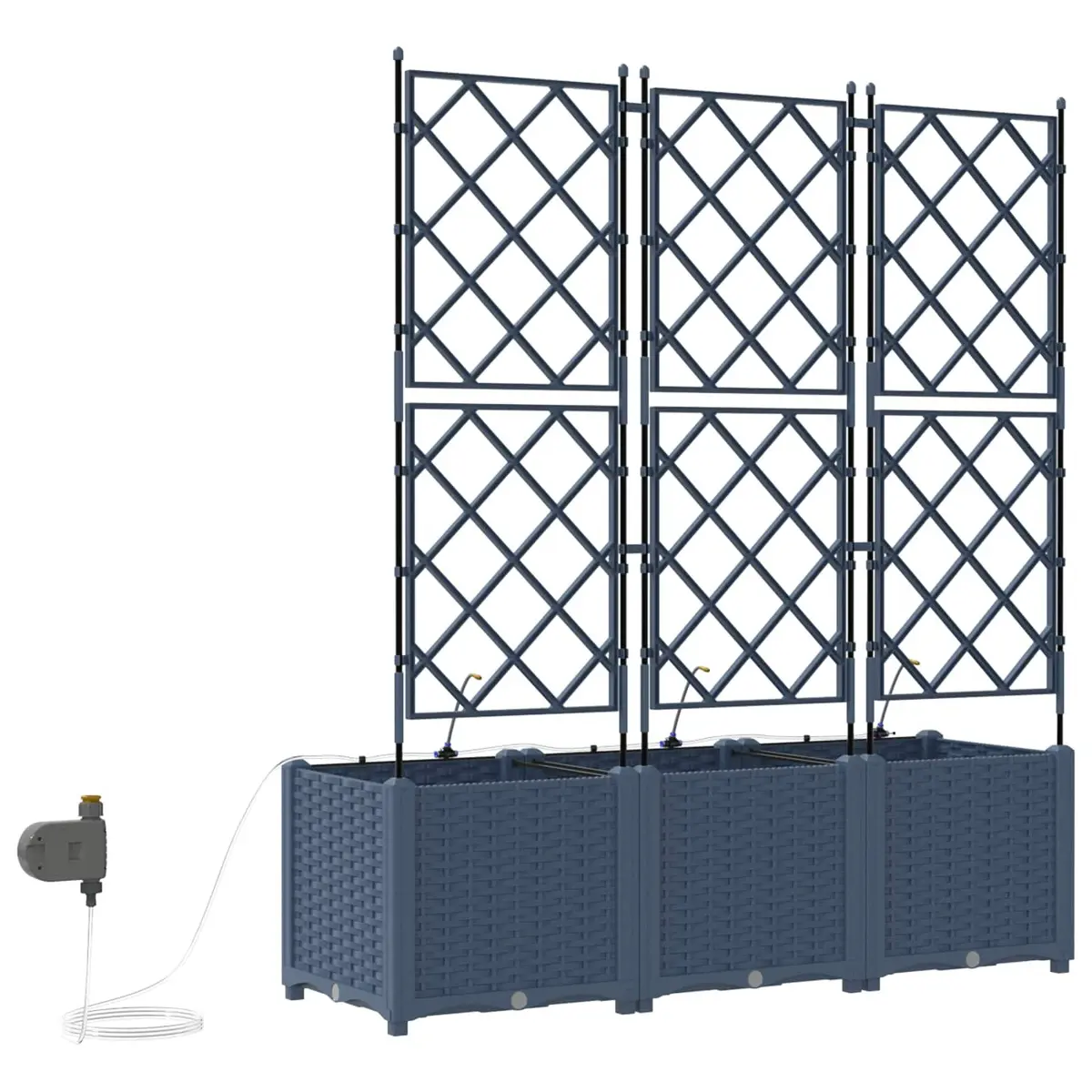 Garden Planter Modern Grey 3 Piece Set Large Weather-Resistant Outdoor Pot