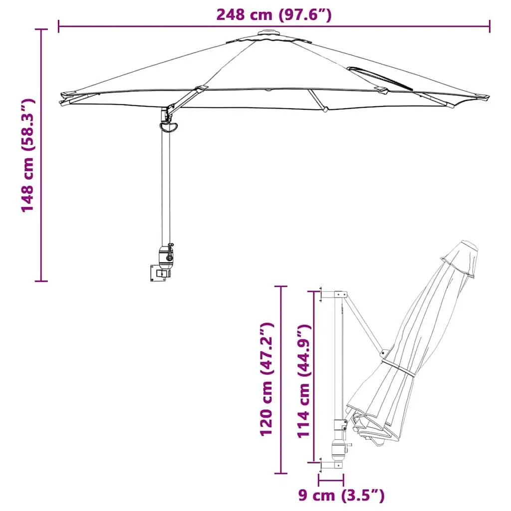 Garden Parasol Cantilever Tilt Shade 248x248x148cm