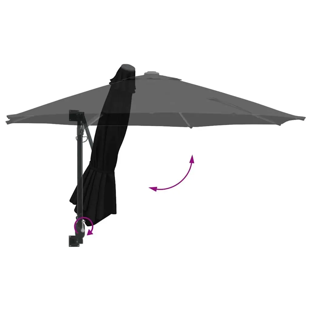 Garden Parasol Cantilever Black Square 248cm