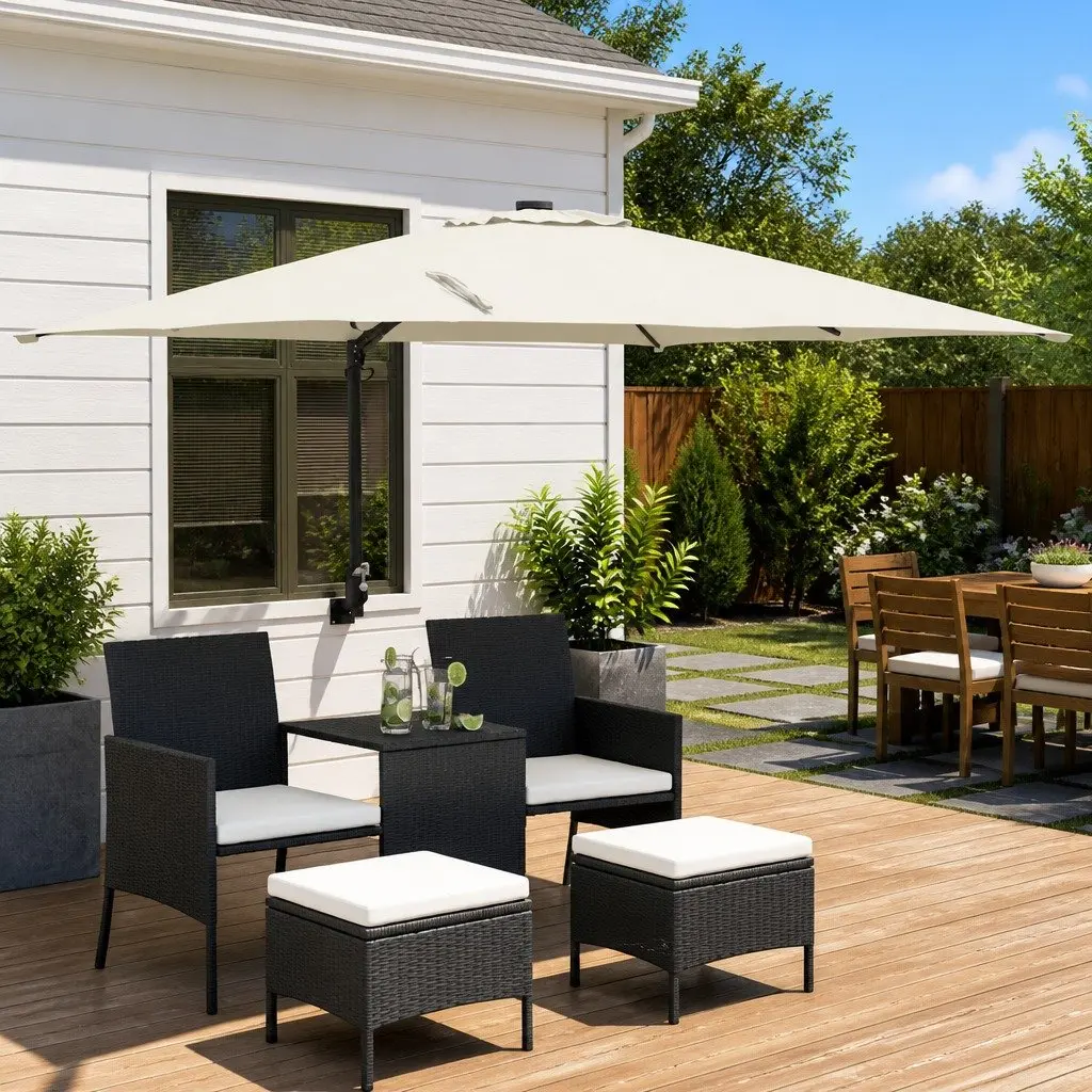Garden Umbrella Tiltable Canopy 248.5 x 247.5 x 160 cm Brown Outdoor Shade