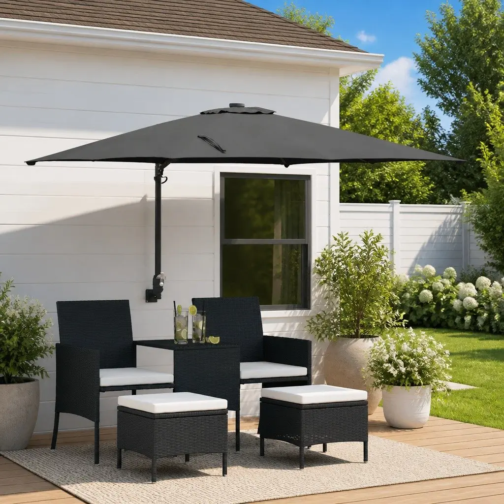 Garden Parasol Tilt Crank Anthracite 248.5cm Outdoor Umbrella