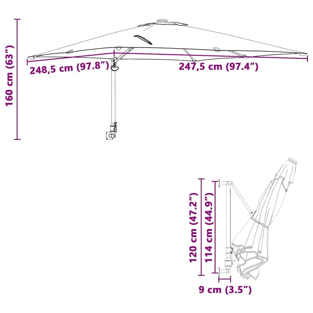 Garden Parasol Tilt Crank Anthracite 248.5cm Outdoor Umbrella