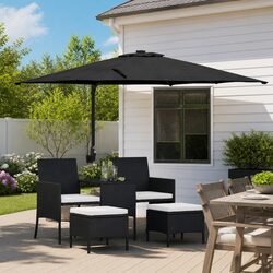 Garden Parasol Black Outdoor Patio Sunshade 248.5 x 247.5 x 160cm Tiltable